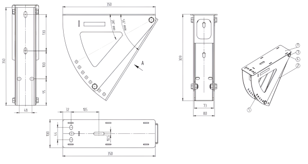 Кронштейн изменения угла положения лебёдки
